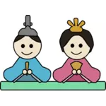 Vector clip art of male and female doll in Japan