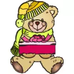 Holiday Teddybär mit Geschenk-Vektor-illustration