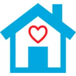 Vectorillustratie van huis gebouwd met liefde pictogram