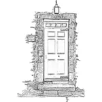 Vector clip art of hotel door in grayscale
