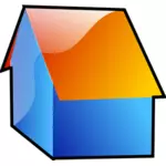 Imagine vectorială de casa albastră strălucitoare cu un acoperiş portocaliu