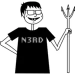 Ilustración vectorial de nerd con un tridente