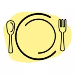 Illustrazione vettoriale di piatto con cucchiaio e forchetta