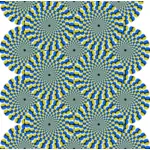 Moving colorful circles forming an optical illusion