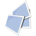 Zeichnung von drei Bildern mit blauem Hintergrund