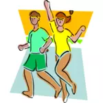 Vector drawing of aerobics class exercise