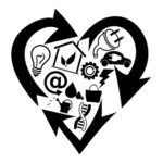 Corazón y Internet de símbolo de cosas