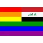 Drapelul Irakului și curcubeu
