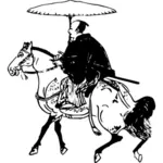 サムライ傘ベクトル イメージを保持している馬