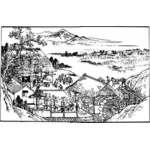Японские деревни векторное изображение