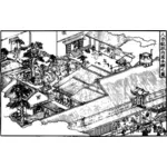 Imágenes Prediseñadas vector jardín patio japonés