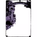 Japanese purple decorative frame vector illustration