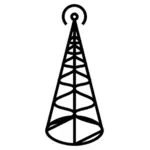 Antenna trasmettitore radio con illustrazione vettoriale base rotonda