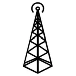 Antena de rádio transmissor com ilustração vetorial base quadrada