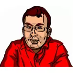 Ilustracja wektorowa człowieka z koszuli okulary i czerwony