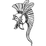 Casco corintio con imagen vectorial pluma