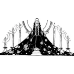 Prinses rozet van zwart-wit vector illustraties