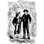 Illustration vectorielle de Tom Sawyer et Huckleberry Finn