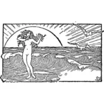Venus und die halbe Schale-Vektor-Bild