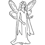 Angel dame in zwart-wit vector afbeelding