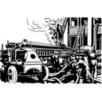 Старый стиль огня чрезвычайных грузовиков векторное изображение