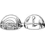 Image vectorielle de l'homme en vertu de la bulle de verre