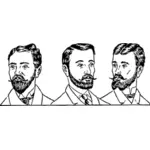Grafica vettoriale di tre uomini con i baffi