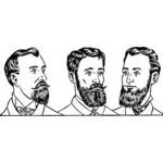 Disegno di un uomo barbuto tre vettoriale