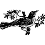 Vector il disegno di un uccello su un ramo di albero