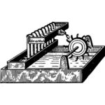 Векторная иллюстрация машины водяная мельница
