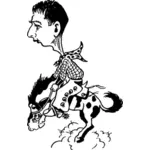Cowboy riding a horse vector illustration