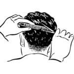 Sentuhan akhir untuk rambut lelaki vektor ilustrasi