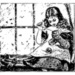 Grafika wektorowa dziewczyna darning skarpetki