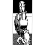 Stork getting in urn vector clip art