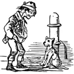 乞丐和狗的矢量绘图