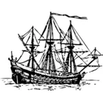 Genoveses nau barco formulário do século XVI desenho vetorial