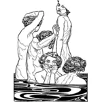 رسم ناقل للنساء في حمام عام