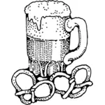 ビールおよびプレッツェルのベクトル画像