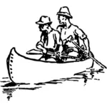 Kanot med resenärer vektorbild
