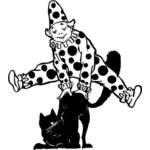 Ilustração em vetor de palhaço saltando sobre gato