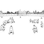 Vector Illustrasjon av cricket spill