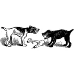 Honden vechten over bot vectorillustratie