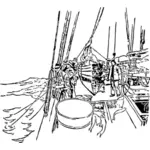 Рыбалка от железнодорожных сцены векторное изображение