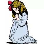 Illustrazione vettoriale di giovane ragazza pregando