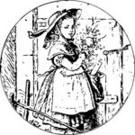 Immagine vettoriale della ragazza con fiori