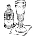 Birra lager e disegno vettoriale di vetro