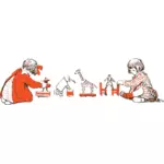 Mädchen spielen mit Spielzeug-Vektor-illustration