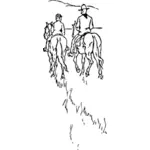 Ratsastaa pois hevosten vektori piirustus