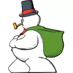Sneeuwpop met een zak vector