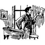 Istoric vector imaginea unui om citind o notificare